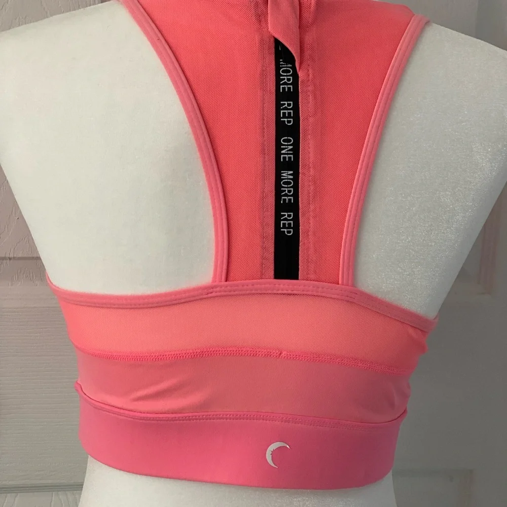 Zyia Hot Pink Coral High Neck Zip Back All-Star Women's Sports Bra Size Large - Picture 2 of 7